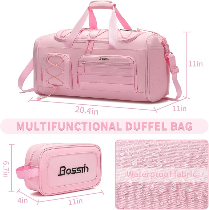 BOSSTIN Gym Bag for Men & Women, 45L-50L Expandable Sports Duffle Bag | Convertible Duffel Backpack, Comes with Toiletry Bag, Shoe Compartment & Wet Pocket, for Workout, Weekender, Overnight Travel - Image 2