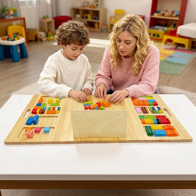 Building Baseplate Table with Storage, Large Activity Building Tray Board for Kids, Adults & Seniors, Multi-Functional Sensory Play Table for Organizing and Displaying Creative Projects - Image 7
