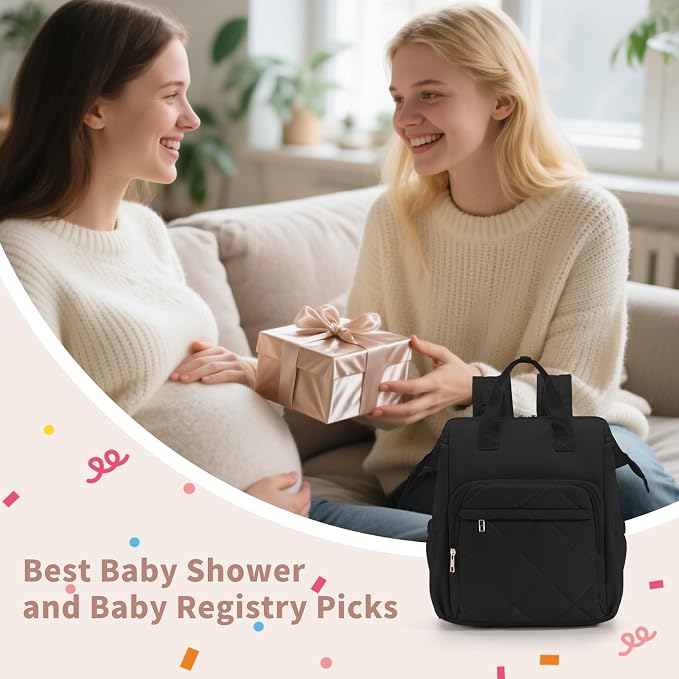 CEI-CEI Diaper Bag Backpack for Mom and Dad, Puffer Baby Bag Backpack with Insulated Pocket, Water-Resistant, Unisex Travel Backpack with Changing Pad & Stroller Straps - Image 9