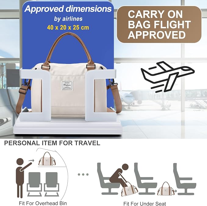 Travel Duffel Weekender Bag Women Tote Carry On Bags With Shoe Compartment | 18x14x8 inches Travel Overnight Bags with Trolley Sleeve for Airplanes Sport Tote Gym for Men Lightweight Daypack-Blackbrown - Image 2
