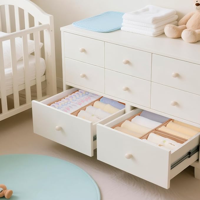 Drawer Organizer Clothes, 21 Pack Dresser Organizer for Baby Clothes, Underwear, Sock - Foldable Closet Organization and Storage Dividers Bins for Nursery, Bedroom (Brown) - Image 4