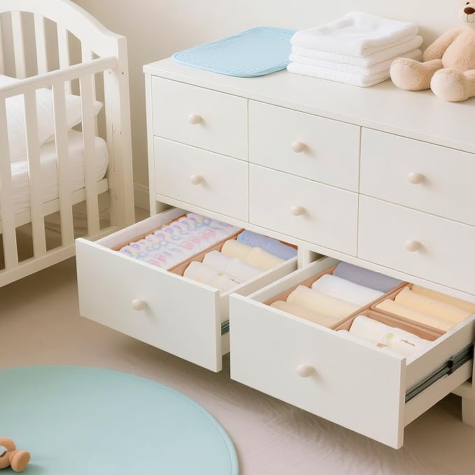Drawer Organizer Clothes, 10 Pack Dresser Organizer for Baby Clothes, Underwear, Sock- Foldable Closet Organization and Storage Dividers Bins for Nursery, Bedroom (Brown) - Image 4