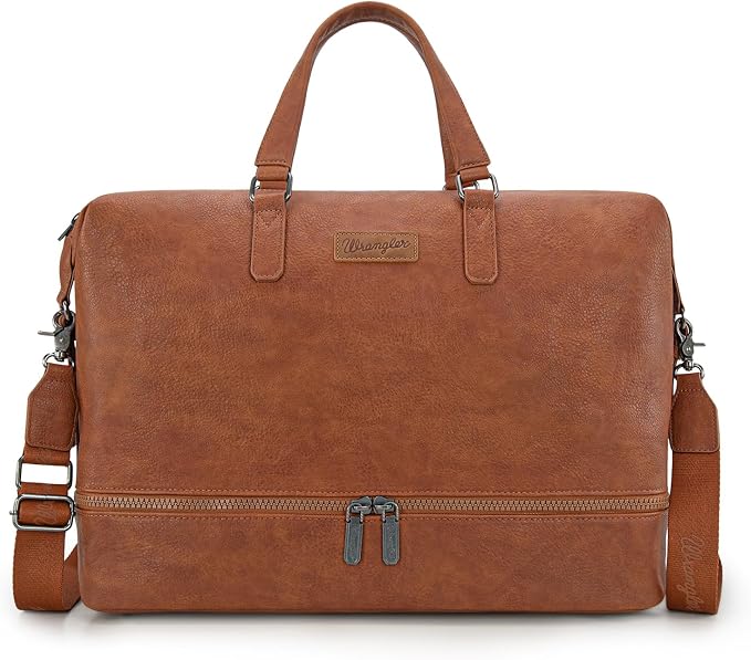 Wrangler Travel Duffel Bag Carry On Overnight Bag with Shoe Compartment Weekender Bag for Women WG253-5110BR by THEOFFICIALMONTANAWEST