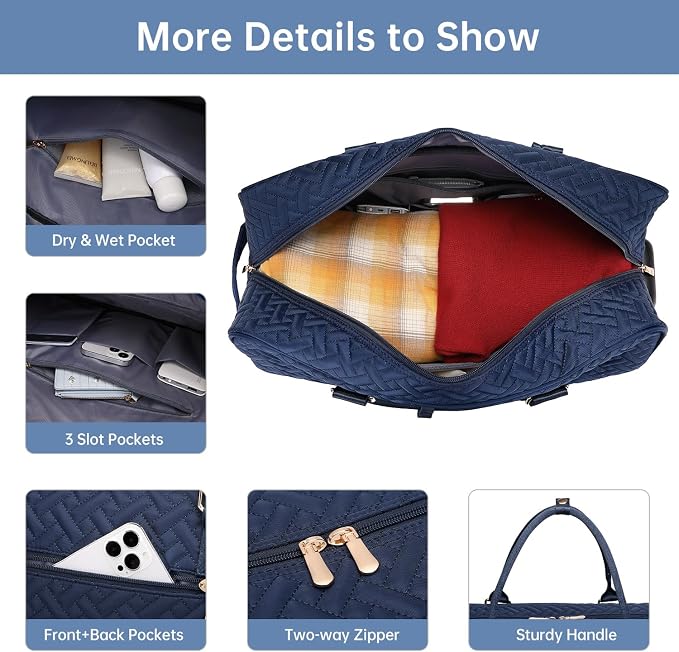 Duffle Bag for Travel, Weekender Bag with Shoe Compartment, Carry On Overnight Bag for Women with Toiletry Bag, Gym Bag with Wet Pocket, Hospital Bags for Labor and Delivery Beige - Image 5