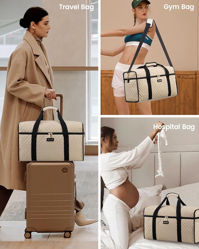LOVEVOOK Travel Duffle Bag - Weekender & Overnight Bag with Toiletry & Wet Pocket, Carry-On Size, 3pc Set - Image 6