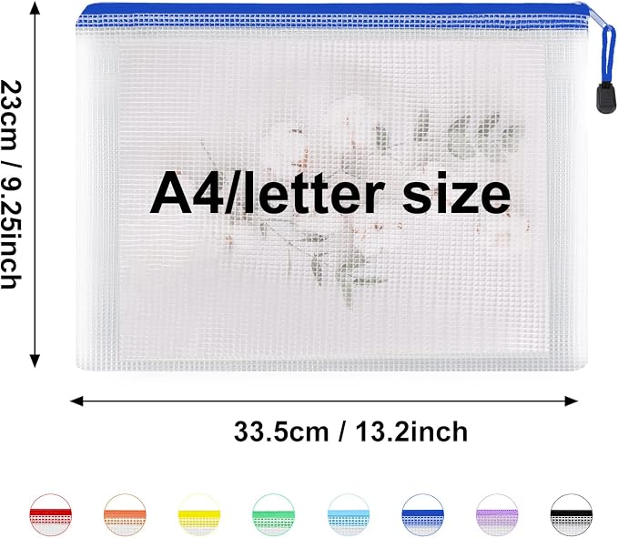EOOUT 56pcs Mesh Zipper Pouch Zipper Bag, Durable Pouches for Organization Puzzle Storage, Letter Size, A4 Size, for Office Supplies - Image 2