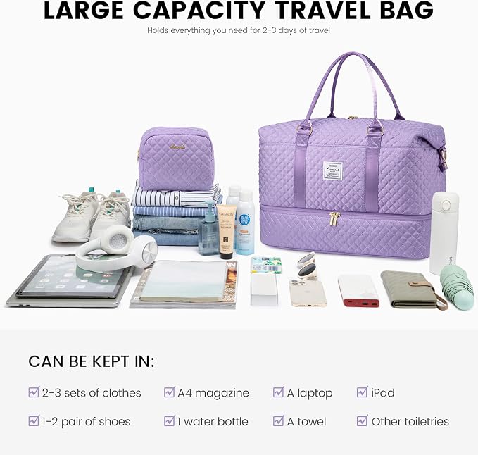 LOVEVOOK Travel Duffle Bag,Weekender Bags for Women with Shoe Compartment，Carry on Overnight Bag with Toiletry Bag,Gym Duffel Bag with Wet Pocket, Hospital Bags for Labor and Delivery - Image 7