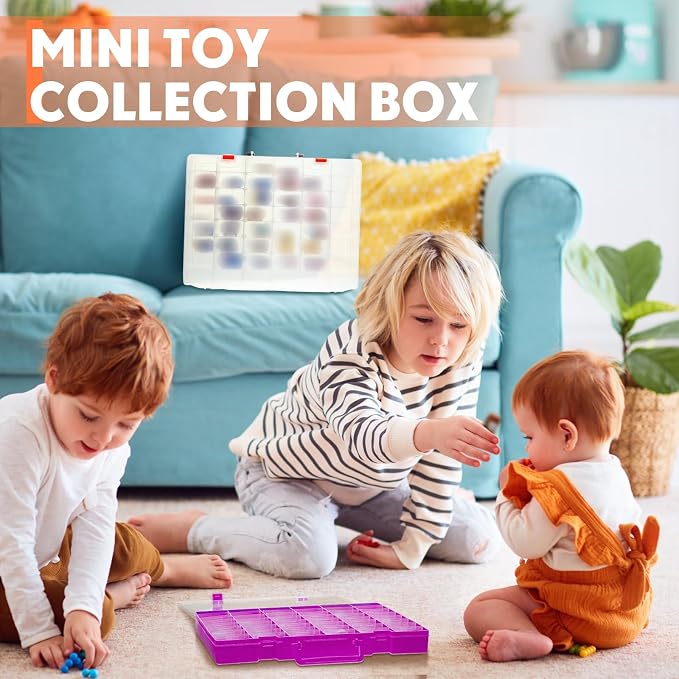 2 Pcs 48 Grids Plastic Bead Organizer Box with Divider, Clear,Purple - Image 5