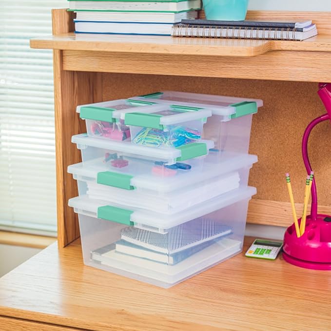 Sterilite Clip Box, Stackable Clear Plastic Bins- Large, 12-Pack | Storage Containers with Latching Lids for Writing, Arts or Crafts Supplies - Home, Office, Classroom & Workshop Organization - Image 8