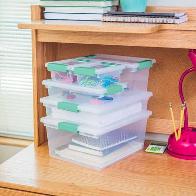 Sterilite Clip Box, Stackable Clear Plastic Bins- Large, 6-Pack | Storage Containers with Latching Lids for Writing, Arts or Crafts Supplies - Home, Office, Classroom & Workshop Organization - Image 8
