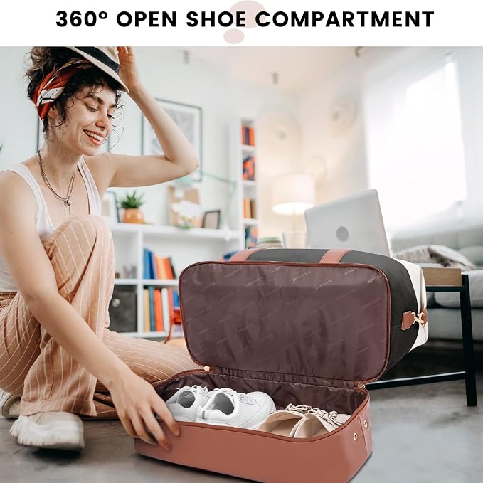 LOVEVOOK Weekender Bag for Women, Large Duffle Bag for Travel with 2 Packing Cubes, Carry on Overnight Bag with Shoe Compartment, Mom Hospital Bags for Labor and Delivery - Image 5