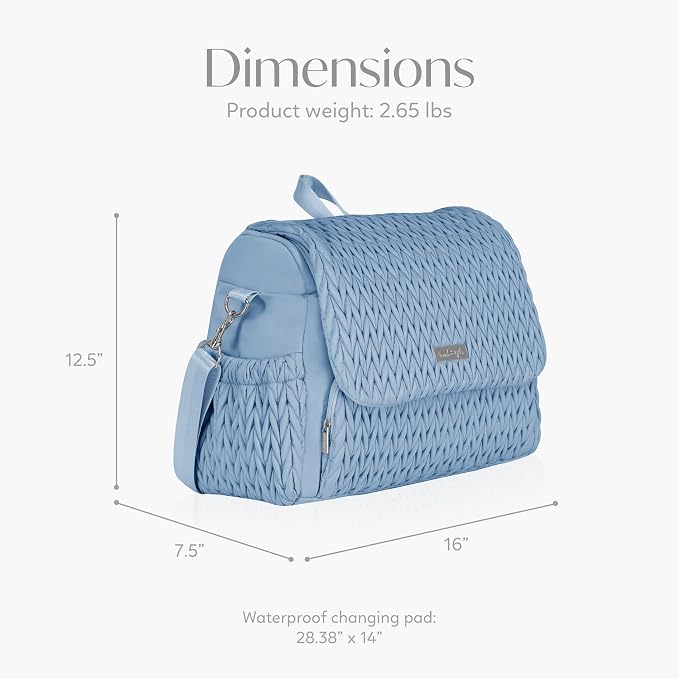 Hannah & Sophia Belle Convertible Baby Diaper Backpack & Bag in Moonmist Blue, Large Size, Dual Sided Water Resistant Changing Mat Included, Detachable Shoulder Straps, Easy To Use | Waterproof Changing Pad, Spacious, Multiple Pockets & Insulated Bottl... - Image 2