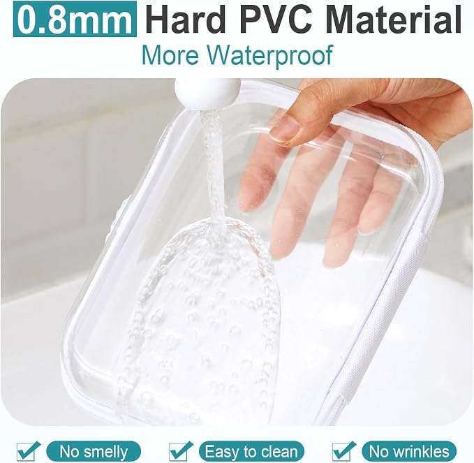 Sanwuta 6 Clear Hard Zipper Case,White,7.09 X 5.12 X 2 Inch | Pencil Case Pouches ,Makeup Bag,Plastic Toiletry Diaper Bag ,Travel Toy Storage,Waterproof Organizer Bins - Image 4