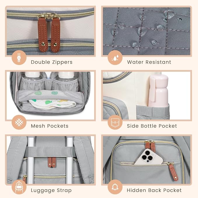 LOVEVOOK Diaper Bag Backpack Large Capacity Baby Bag with Portable Changing Pad, Multifunction Baby Travel Backpack - Image 5