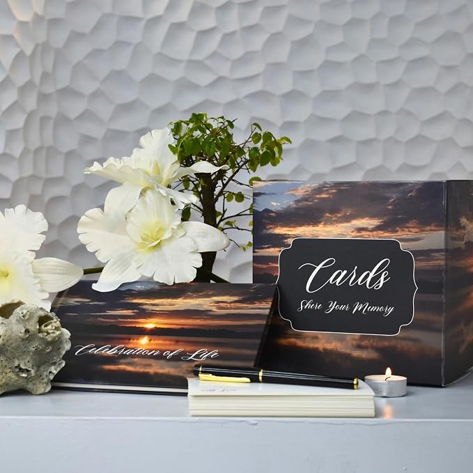 All-In-One Funeral Guest Book Set – Elegant Memorial Guestbook, Funeral Register Book, 60 Memory Cards, Collection Box, Black Pen, Table Sign, Celebration of Life Guest Book, Memorial Keepsake - Image 9