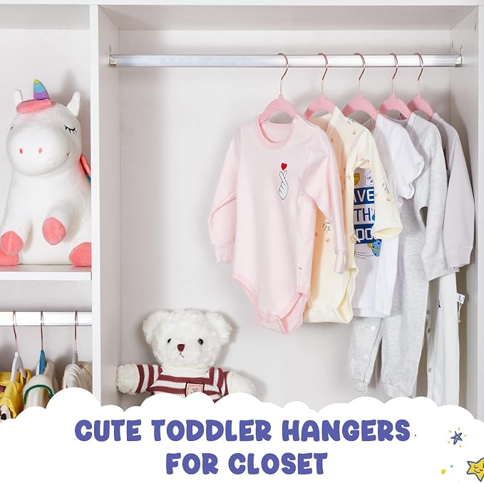 HOUSE DAY Velvet Baby Hangers for Closet, Kids Hangers Velvet 60 Pack, Non Slip Toddler Hanger 11.8 Inch, Durable Childrens Hanger for Newborn Baby Clothes- Blush Pink | Blush Pink Non Slip Toddler Hanger 11.8 Inch, Durable Childrens Hanger for Newborn... - Image 5