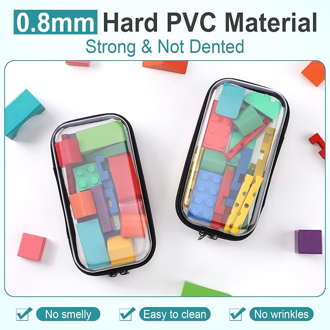 Sanwuta 6 Clear Hard Zipper Case,Black,7.48 X 3.94 X 2 Inch | Pencil Case Pouches ,Makeup Bag,Plastic Toiletry Diaper Bag ,Travel Toy Storage,Waterproof Organizer Bins - Image 3