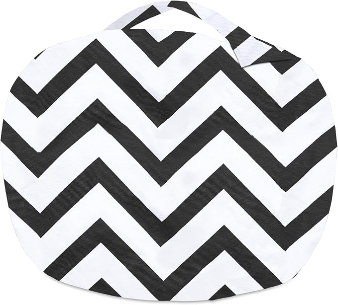 Posh Creations Kids Stuffed Animal Storage Bean Bag Chair Cover - Childrens Toy Organizer, Large-38in, Canvas Chevron Black and White - Image 7