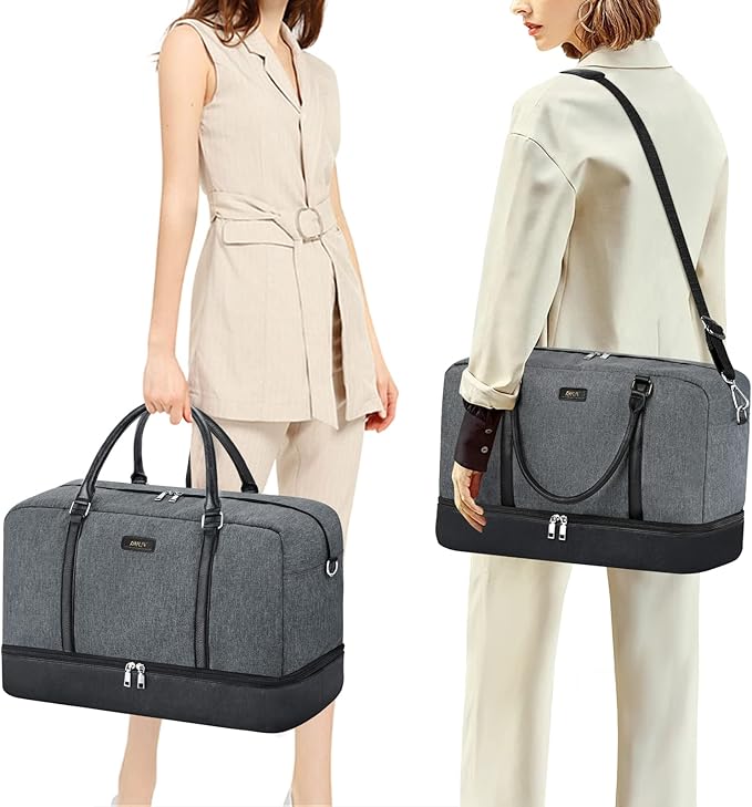 Weekender Bags for Women, 21" Travel Duffle Bag with Shoe Compartment | 3PCS Carry On Overnight Large Duffel Bag with Crossbody Bag and Toiletry Bag for Weekend Travel Gym Hospital Business Trip - Image 2