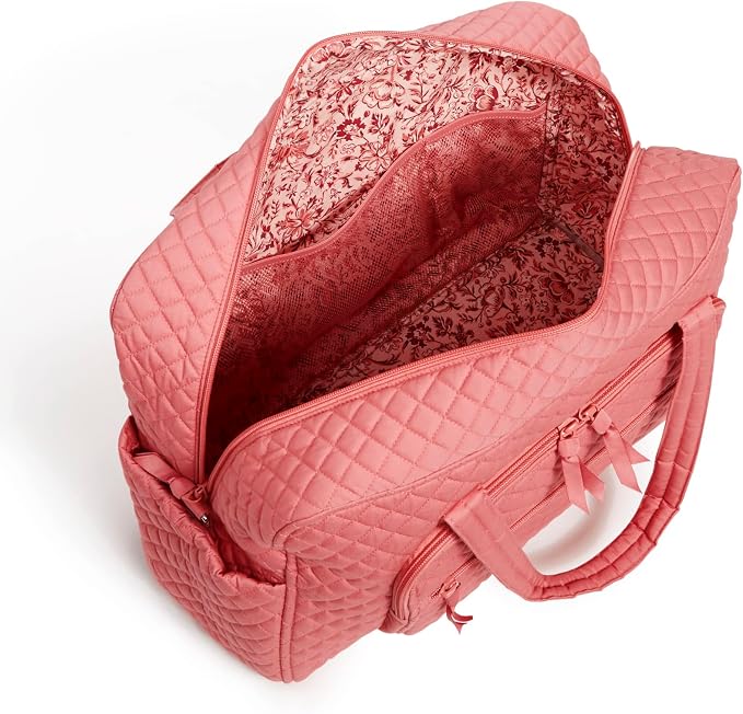 Vera Bradley Women's Cotton Weekender Travel Bag, Terra Cotta Rose - Recycled Cotton, One Size - Image 3