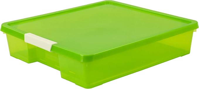 Storex Classroom Craft Project Box – Stacking Plastic Organizer Fits 12x12 Scrapbooking Paper, Green, 5-Pack (63207U05C) - Image 5