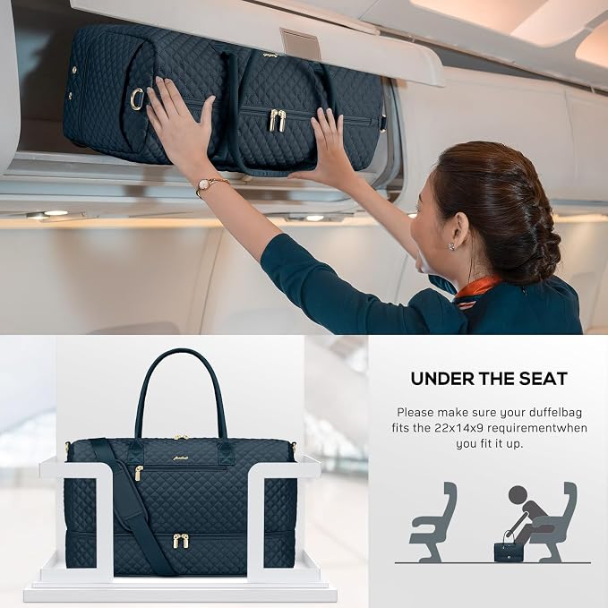 Travel Weekender Bags for Women - Duffle Bag Women with Shoe Compartment Carry On Overnight Bag with Toiletry Bag Duffel Bags with Wet Pocket for Gym Hospital Bags for Labor and Delivery Peacock Blue - Image 7