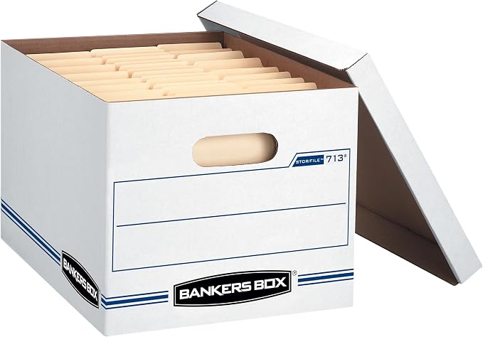Bankers Box 30-Pack Basic-Duty File Storage Box with Lid, Letter/Legal | Tame everyday paperwork with affordable file boxes, lift-off lids, and reinforced handles for simple record storage. - Image 7