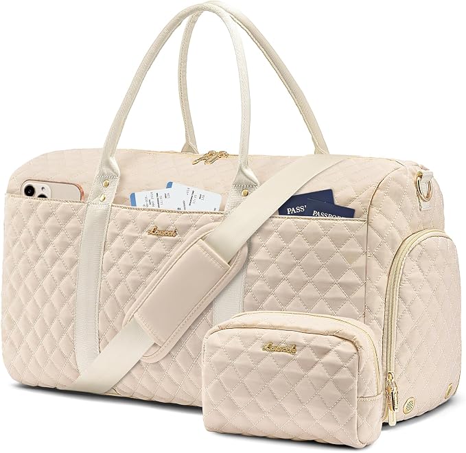 LOVEVOOK Travel Duffle Bag, Weekender Bags for Women with Shoe Compartment, Quilted Carry on Overnight Bag with Toiletry Bag, Hospital Bags for Labor and Delivery, Gym Duffel Bag with Wet Pocket by LOVEVOOK