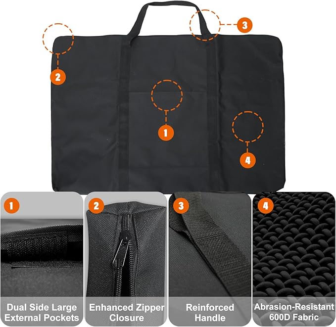 Cupohus Waterproof Art Portfolio Bag 25" x 37" for 24" x 36" Artworks with Outer Pockets and Handle, Student Carrying Storage Bag - Image 2