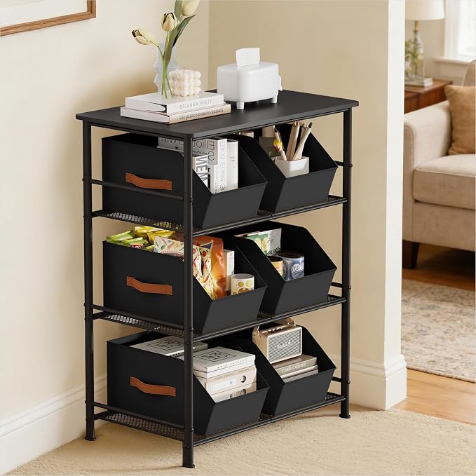 Large Closet Storage Cubes - Closet Storage Bins with Dual Handles for Clothes, Towels, Toys, Shelf Organizer Bins for Bedroom, Nursery, Shelves, Small Spaces, Black, 6 Pack - Image 5