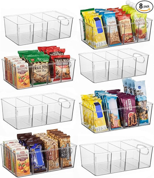 ClearSpace Pantry Organizers and Storage and Cabinet Organizer, 8 Pack | Organize snacks, groceries, and kitchen essentials with storage bins designed for pantry shelves, refrigerators, and cabinets by ClearSpace