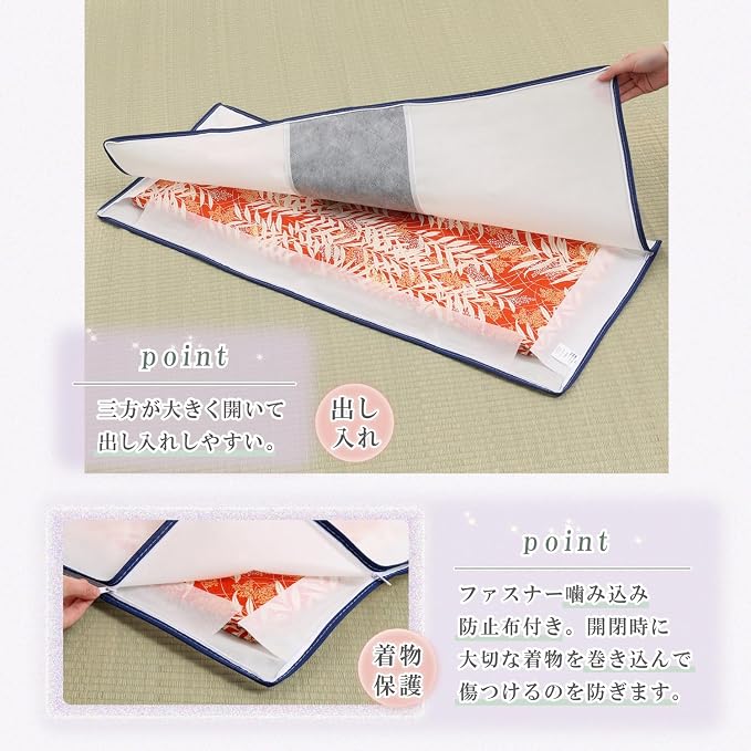 ASTRO 171-49 Kimono Storage Bag, White x Gray, Activated Carbon Deodorizing, 3-Way Opening, 4-Piece Set, Transparent Window, Non-Woven Fabric, Zipper Type - Image 6