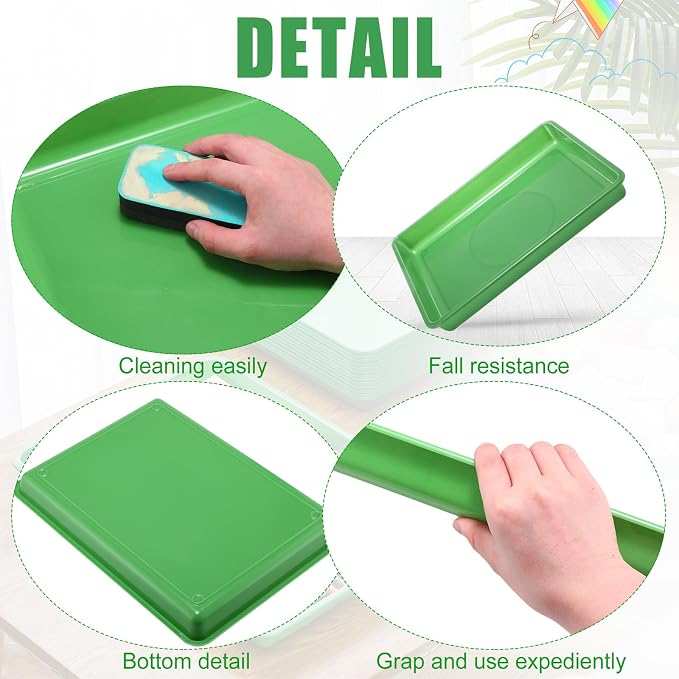 Maitys 15 Pack Plastic Art Trays 12 x 16 Inch Activity Crafts Trays Sensory Tray DIY Projects, Painting, Beads, Jewelry Office Home Organizer Arts and Crafts Supplies(Green) - Image 2