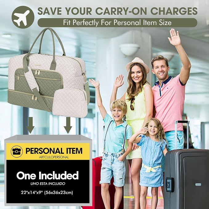 Travel Duffle Bag Weekender for Women - Carry-On Overnight Bag Personal Item Bag with Shoe Compartment & Wet Pocket Large Weekend Tote Bags with Toiletry Bag Hospital Bags for Labor and Delivery - Image 7