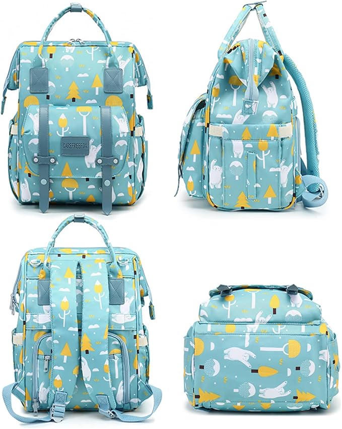 Large Capacity Baby Diaper Bag Backpack Waterproof Travel Nappy Diaper Bags Cute for Girls Boys (Swing Bear) - Image 6
