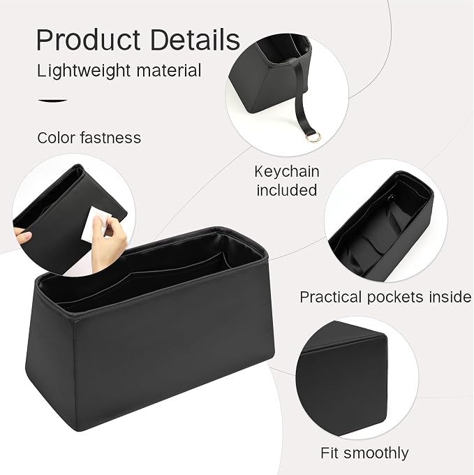Fits for Brikin Bag Insert Organizer For Hermes(30 S,Black) | Premium Silk Material,Smooth Touch,Lightweight,zipper,protect from scratches & stains,multiple pockets,keychain,waterproof - Image 6