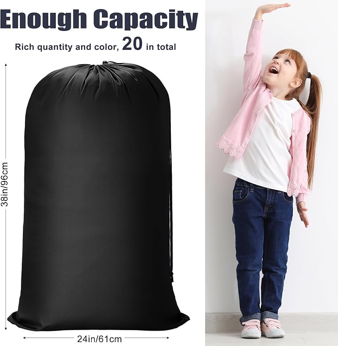 Nuogo 20 Pcs Large Laundry Bags Bulk, 38 x 24 Inch, Black Color - Image 2