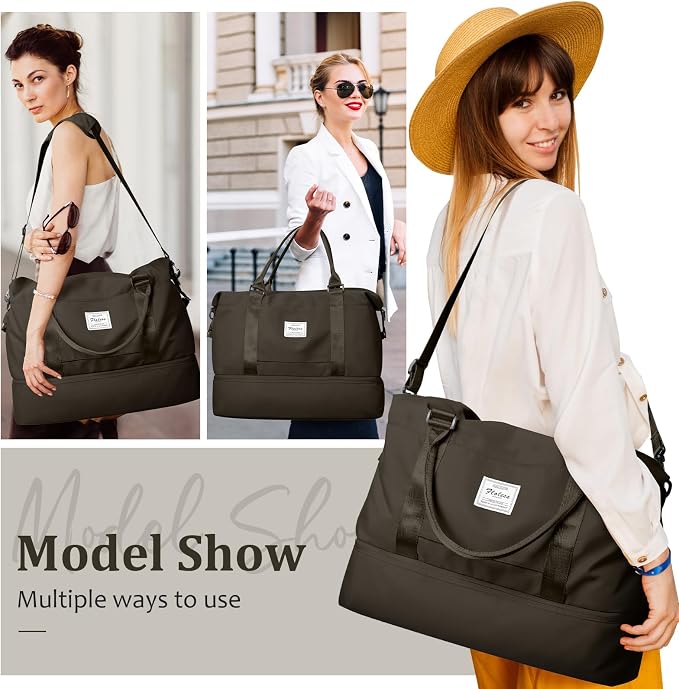 Weekender Bags for Women, Personal Item Travel Bag with Shoes Compartment | Overnight Travel Duffel Bag with Toiletry Bag, Airplane Friendly Carry-On Bag - Image 2