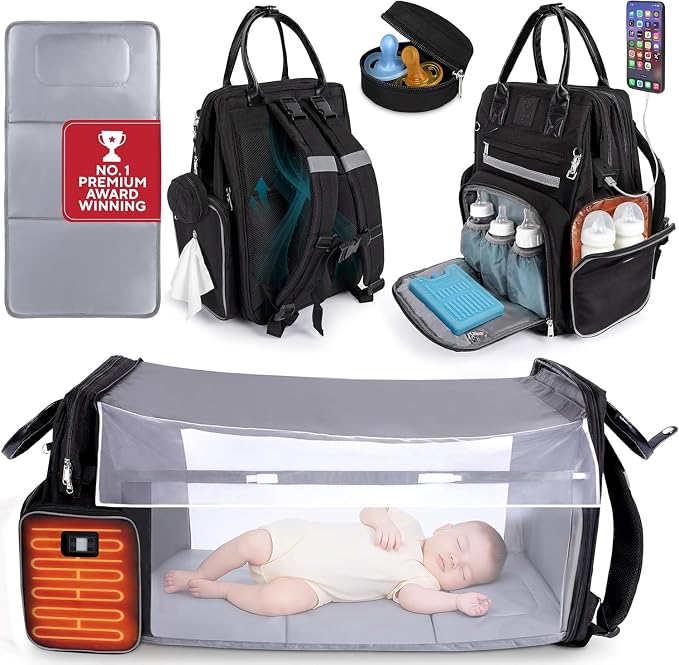Premium Baby Diaper Bag with Changing Station, Diaper Bag Backpack w/ Pad | Award-winning, built-in changing station, warming pockets, waterproof, travel ready, unisex by JustBabyLUV-LOVEINEVERYLAYER