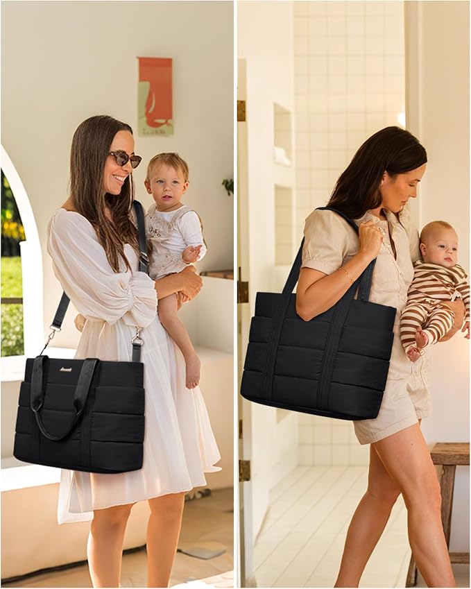 LOVEVOOK Diaper Bag Tote, 15.6 Inch Puffer Diaper Bag, Waterproof Travel Diaper Tote with Changing Pad Pacifier Case - Image 7