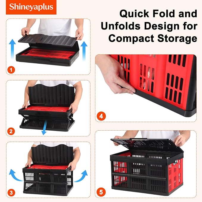 45L Collapsible Storage Bins with Lids, | 3 Packs Heavy Duty Foldable Storage Crates with Handles, 55 lbs Capacity, Storage Bins for Camping, Grocery & Outdoor - Image 3