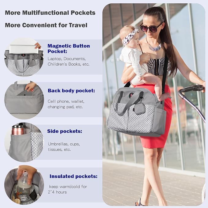 Diaper Bag Tote: Large Tote Baby Bag Boy Diaper Bag Stylish Girl Diaper Bag,Shoulder Mommy Bag - Image 4