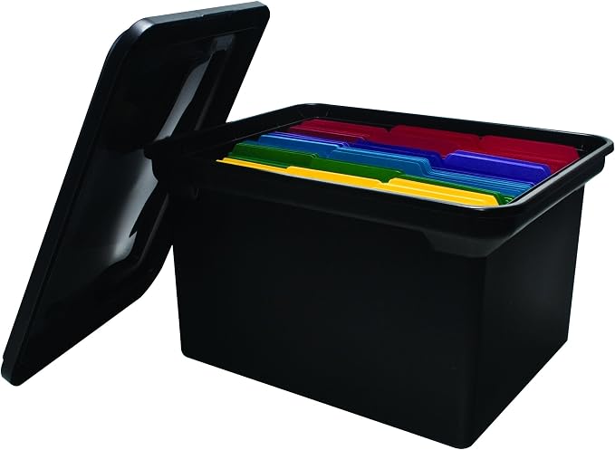Advantus File Tote with Lid, 18 x 10.75 x 14 Inches, Black, Case of 8 (34052CT) - Image 5