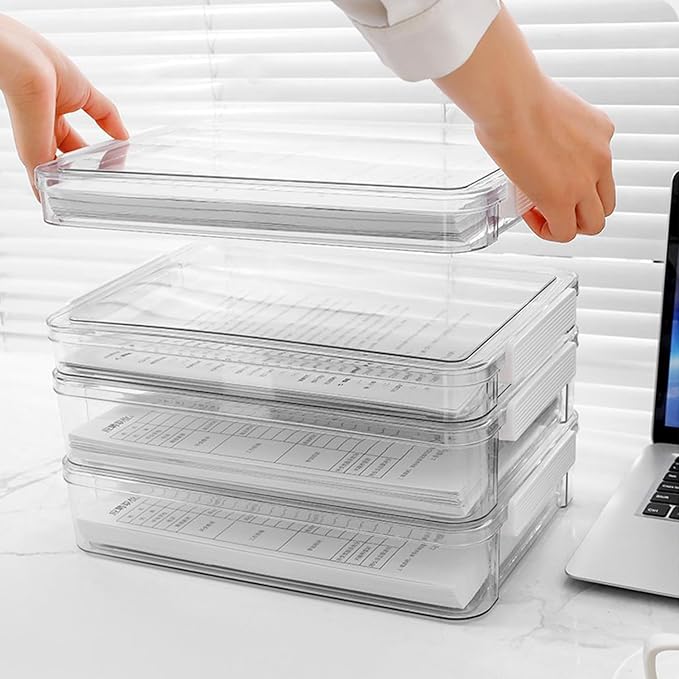 A4 Scrapbook Paper Storage, Photo Storage Box, Plastic File Box (4Pack, Large, White) - Image 3