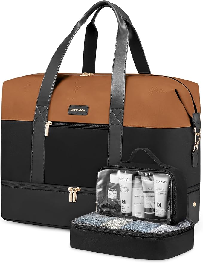 LOVEVOOK Weekender Bag for Women, Large Duffle Bag for Travel with 2 Packing Cubes, Carry on Overnight Bag with Shoe Compartment, Mom Hospital Bags for Labor and Delivery by LOVEVOOK