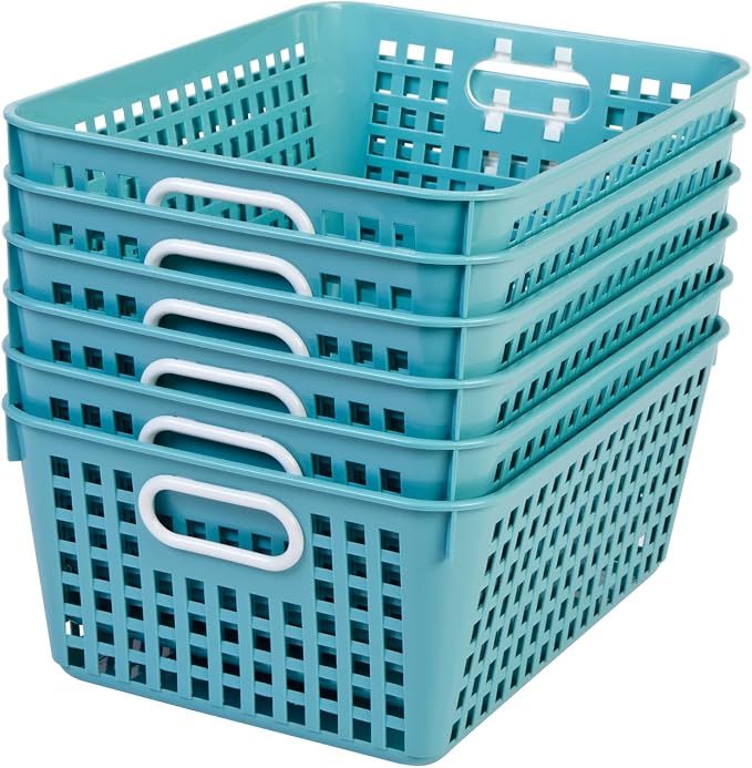 Really Good Stuff Large Plastic Book Baskets, 13.25" by 10" by 5.5"-12-Pack | Water, Classroom Library Organizer, Storage, Multi-Purpose Organizer Basket - Image 5