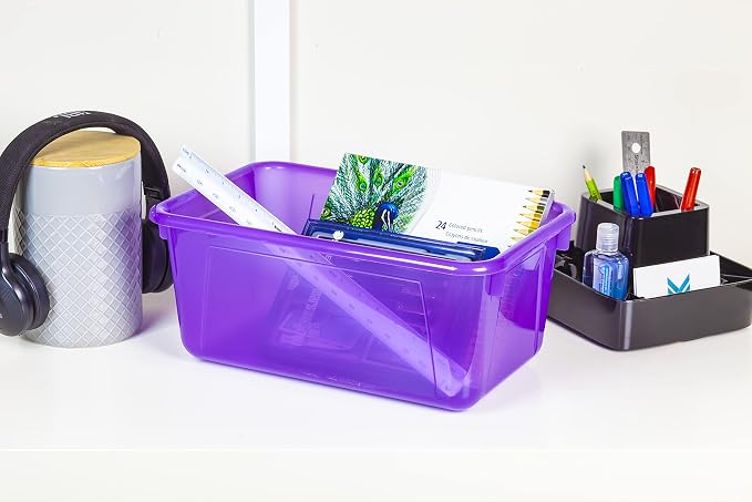 Storex Small Cubby Bin, 12.2 x 7.8 x 5.1 Inches, 5-Pack, Candy Violet (62478U05C) - Image 3