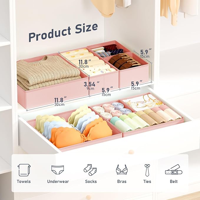 DIMJ Drawer Organizer Clothes - 28 Pack Baby Dresser Organizer for Nursery Closet Organization, Fabric Drawer Organizer Bins for Underwears Socks Bras, Foldable Storage Dividers for Bedroom - Image 3