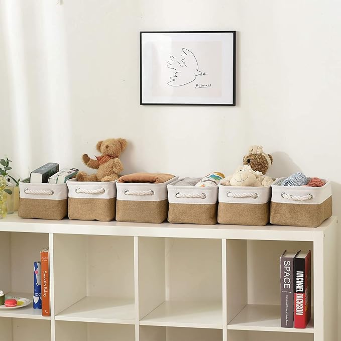 Small Baskets for Organizing, [6 PCS] Collapsible Storage Baskets for Shelves, Storage Bins Boxes Cubes for Clothes Books - Image 2