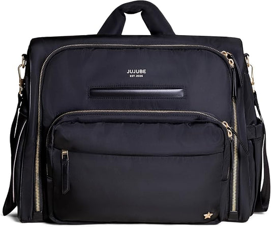 JuJuBe Convertible Diaper Bag Satchel Backpack with Changing Pad, 14-Pocket Large Capacity Organizer, Insulated Bottle Pocket, Quick-Access Wipes, Stroller Straps, Trolley Sleeve, Machine Washable by JuJuBe